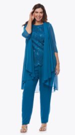 Layla Jones Pant Suit (Navy, Sapphire (Teal), Emerald or Mulberry) - Image 4