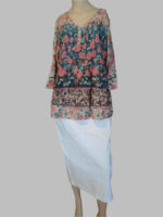 Cafe Stretch Denim Skirt in denim, black & white - Image 3