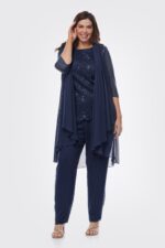 Layla Jones Pant Suit (Navy, Sapphire (Teal), Emerald or Mulberry)