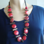 Necklace - Red & Brown Beads