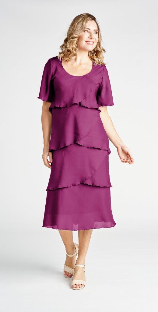 thumbnail_V2735.4burg Vivid Layered Chiffon Dress (Many Colours) - Image 1